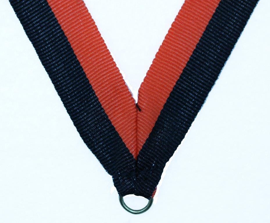 MEDALS.RECOGNITION.NECK RIBBON..BLACK/ORANGE.HR11