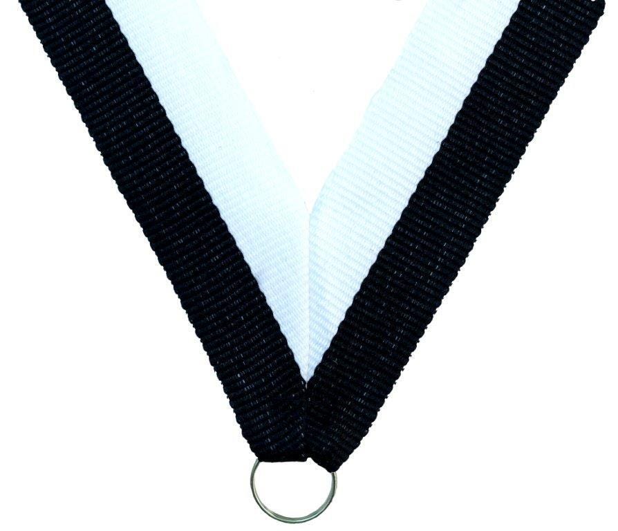 MEDALS.RECOGNITION.NECK RIBBON..BLACK/WHITE.HR14