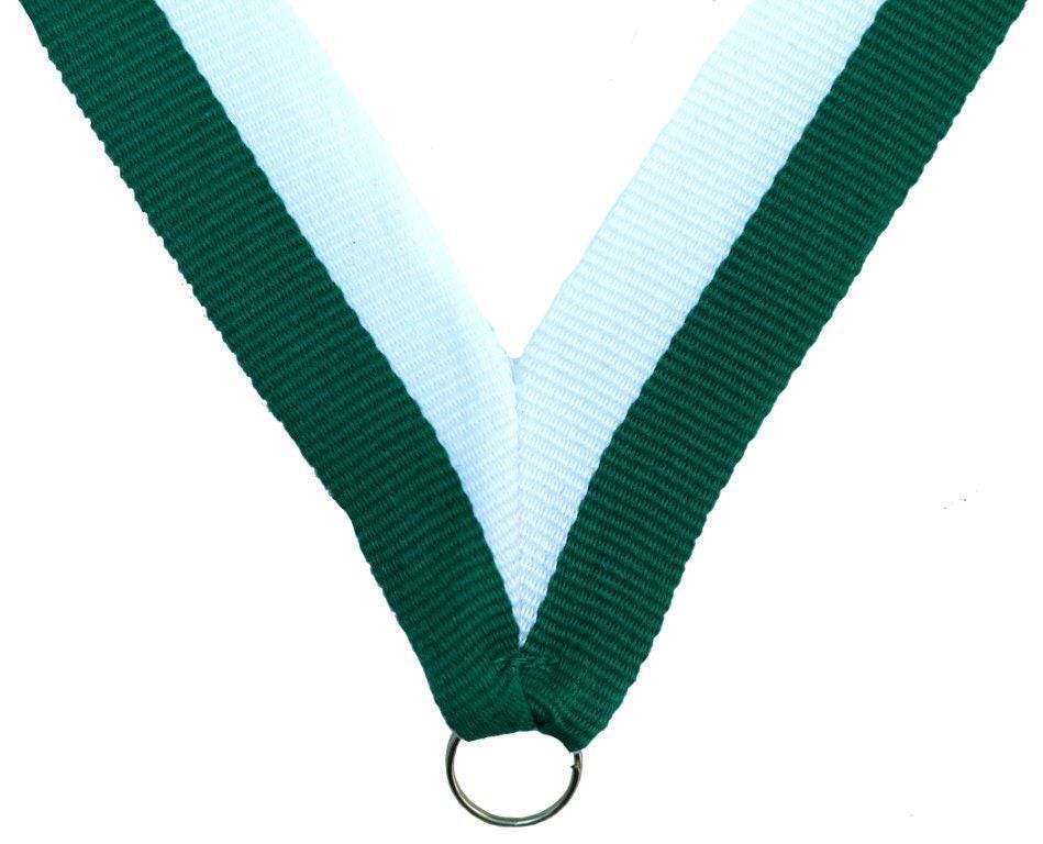 MEDALS.RECOGNITION.NECK RIBBON..GREEN/WHITE.HR15