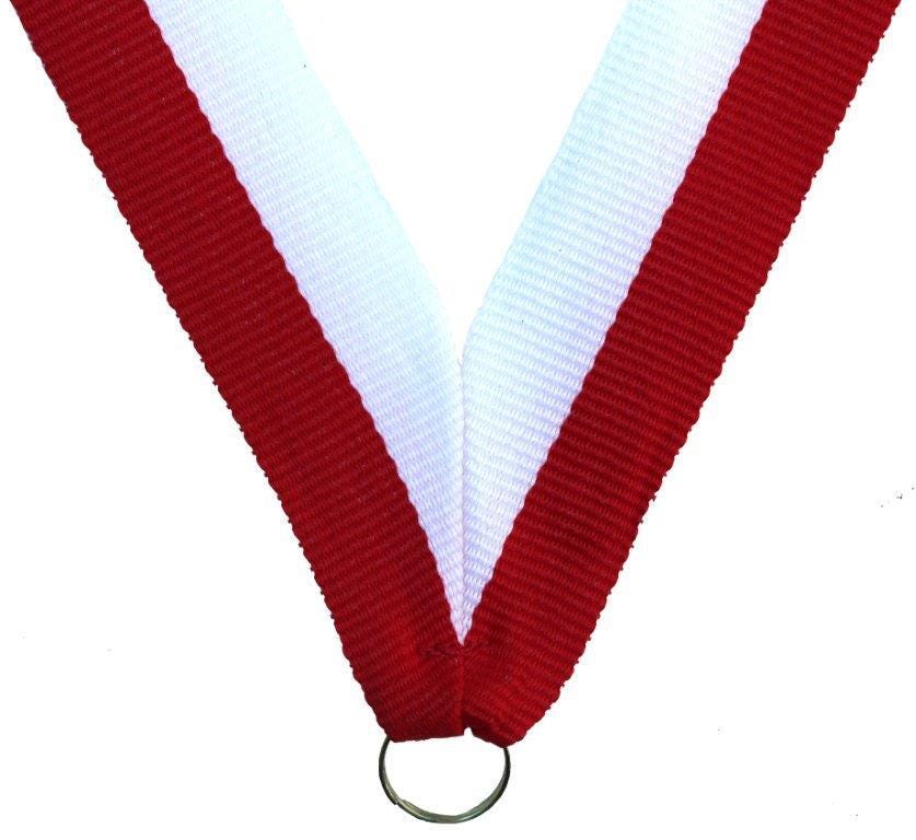 MEDALS.RECOGNITION.NECK RIBBON..RED/WHITE.HR17