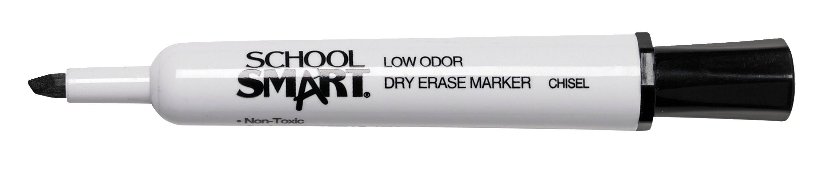 MARKER DRY ERASE CHISEL SCHOOL SMART BLACK PACK OF 48