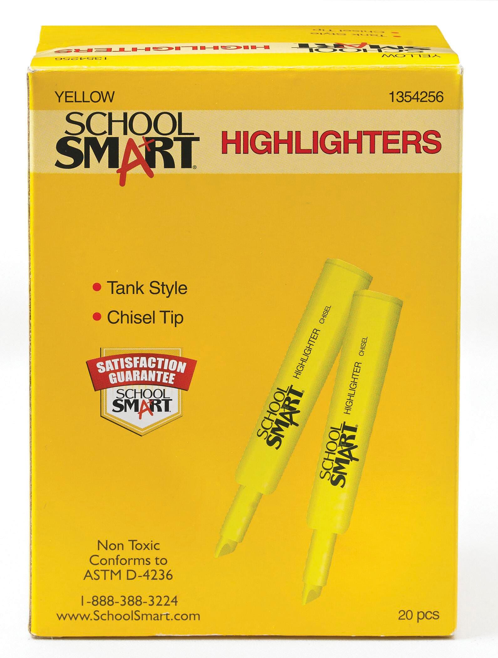 HIGHLIGHTER YELLOW TANK SCHOOL SMART PACK OF 20