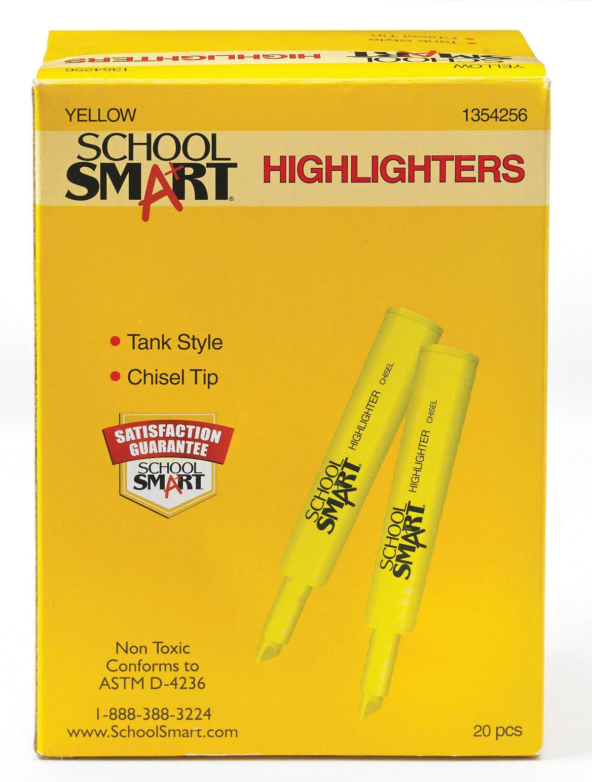 HIGHLIGHTER YELLOW TANK SCHOOL SMART PACK OF 20