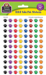MINI COLORFUL PAW PRINTS VALU-PAK STICKERS SET OF 1144