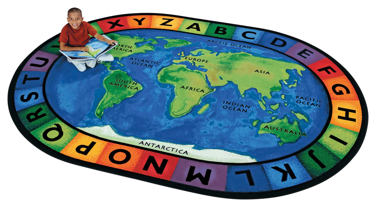 CARPETS FOR KIDS - PREMIUM CIRCLETIME AROUND THE WORLD - 6 FT 9 IN X 9 FT 5 IN OVAL