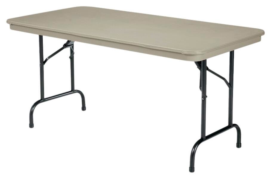 FOLDING TABLE - KI DURALITE SERIES RECTANGLE PLASTIC FOLDING TABLE - 60 W X 30 D X 29 H IN - SPECIFY TOP COLOR
