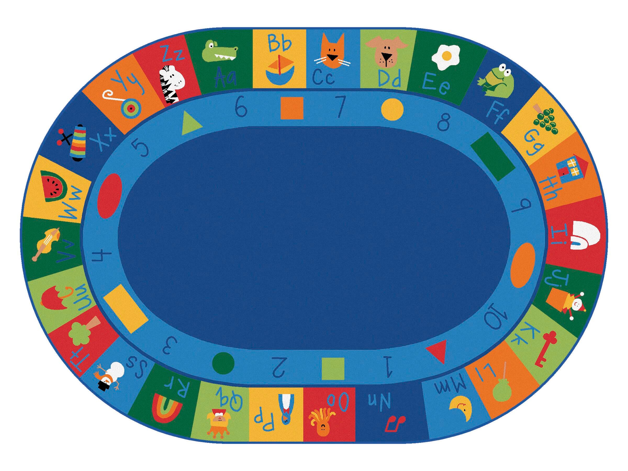 CARPETS FOR KIDS - PREMIUM LEARNING BLOCKS - 6 FT 9 IN X 9 FT 5 IN OVAL - PRIMARY