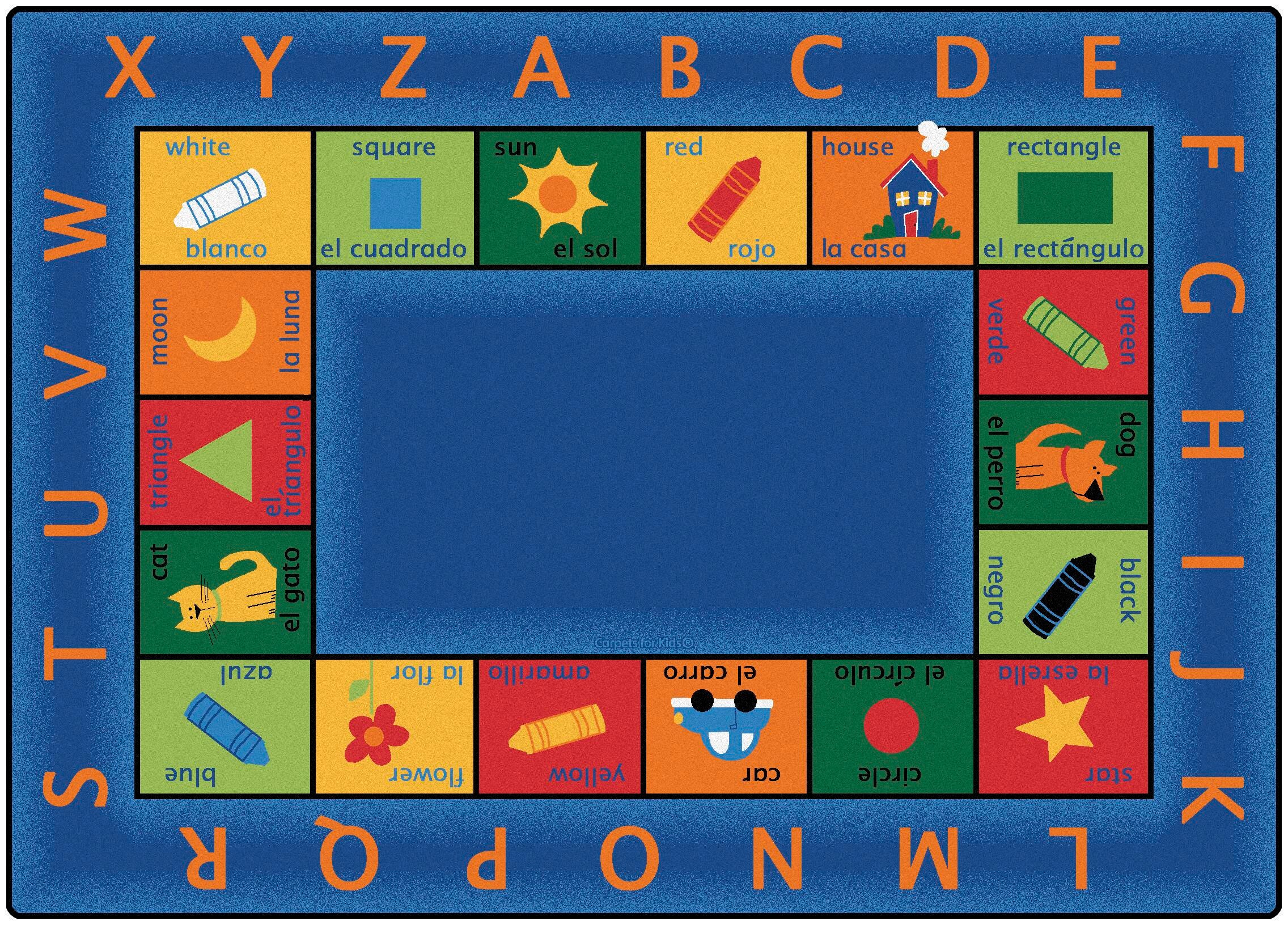 CARPETS FOR KIDS - PREMIUM BILINGUAL CIRCLETIME - 5 FT 10 IN X 8 FT 4 IN RECTANGLE
