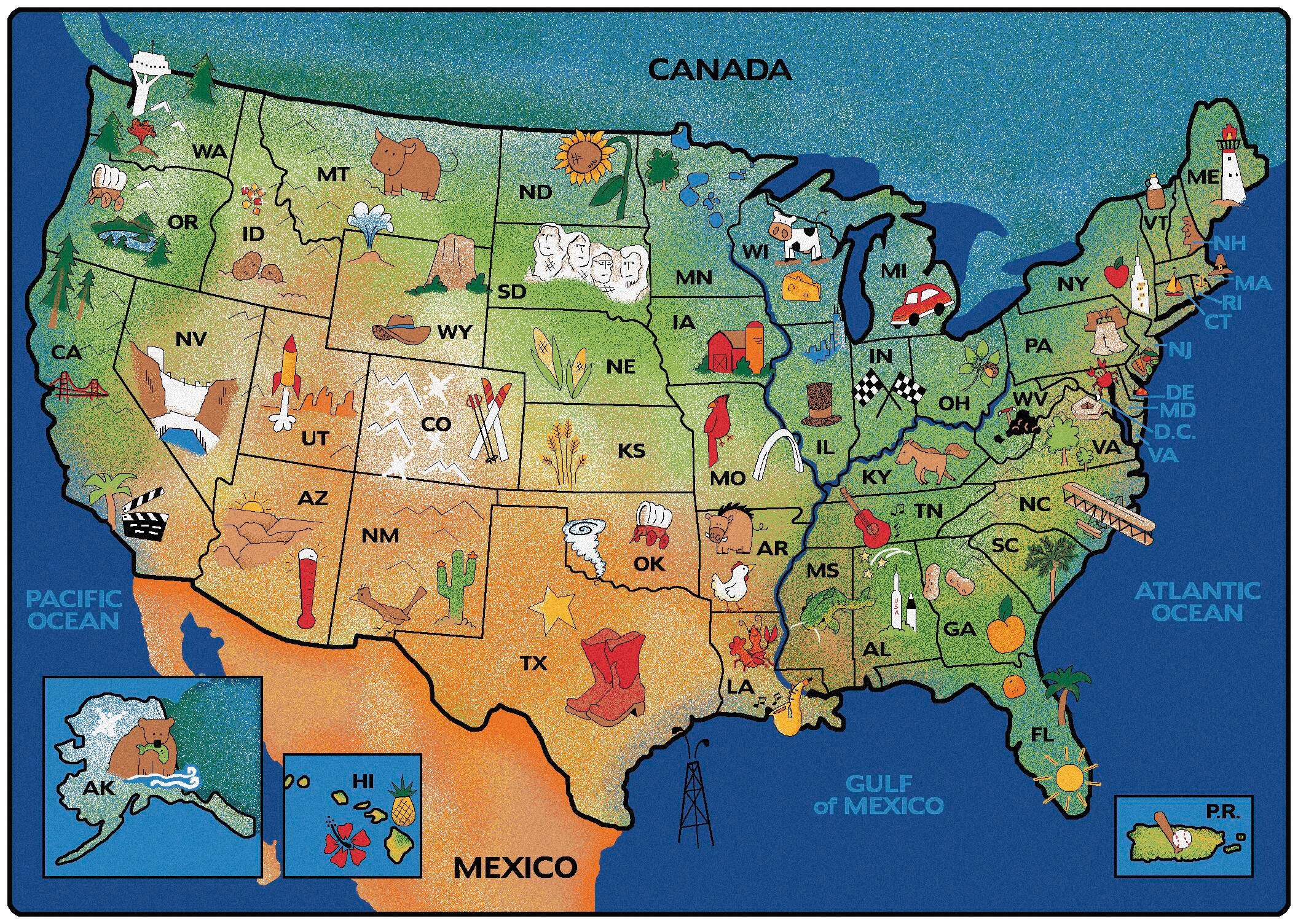 CARPETS FOR KIDS - PREMIUM USA LEARN AND PLAY - 6 FT X 9 FT RECTANGLE