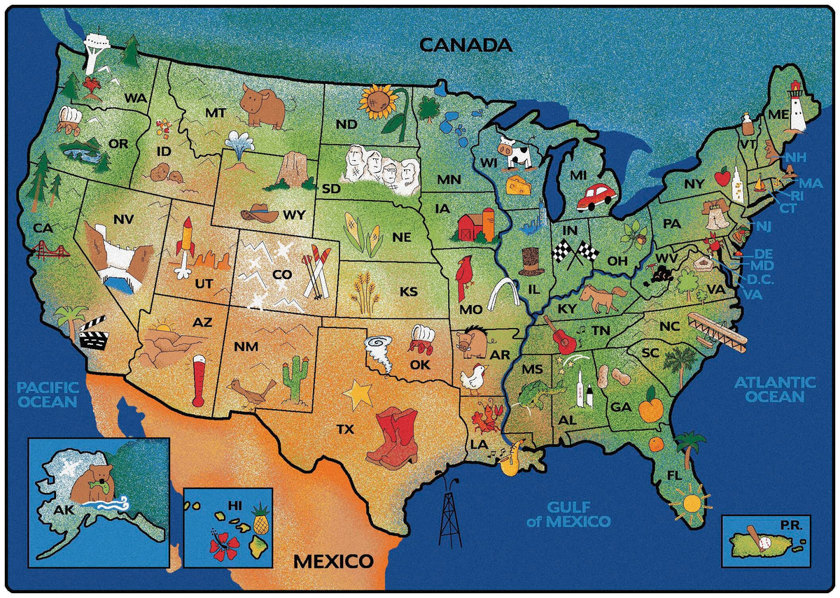 CARPETS FOR KIDS - PREMIUM USA LEARN AND PLAY - 6 FT X 9 FT RECTANGLE