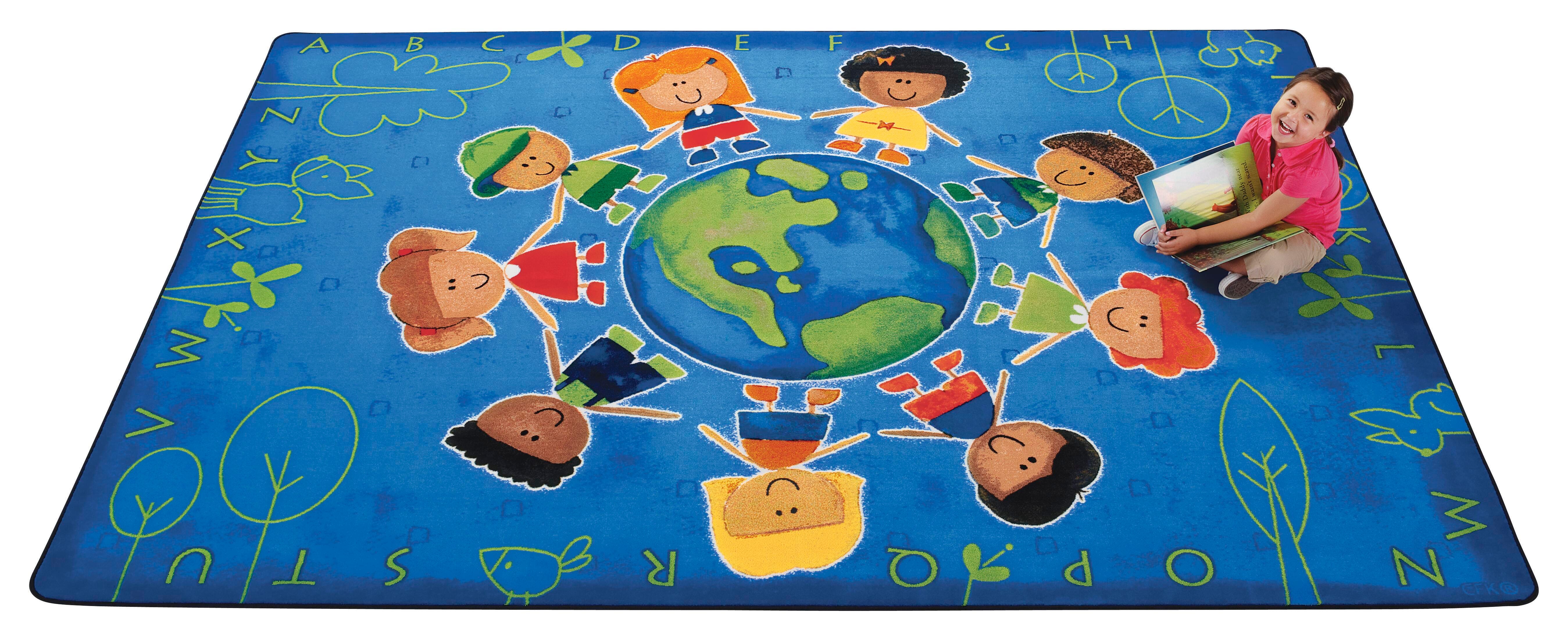 CARPETS FOR KIDS - PREMIUM GIVE THE PLANET A HUG - 3 FT 10 IN X 5 FT 5 IN RECTANGLE