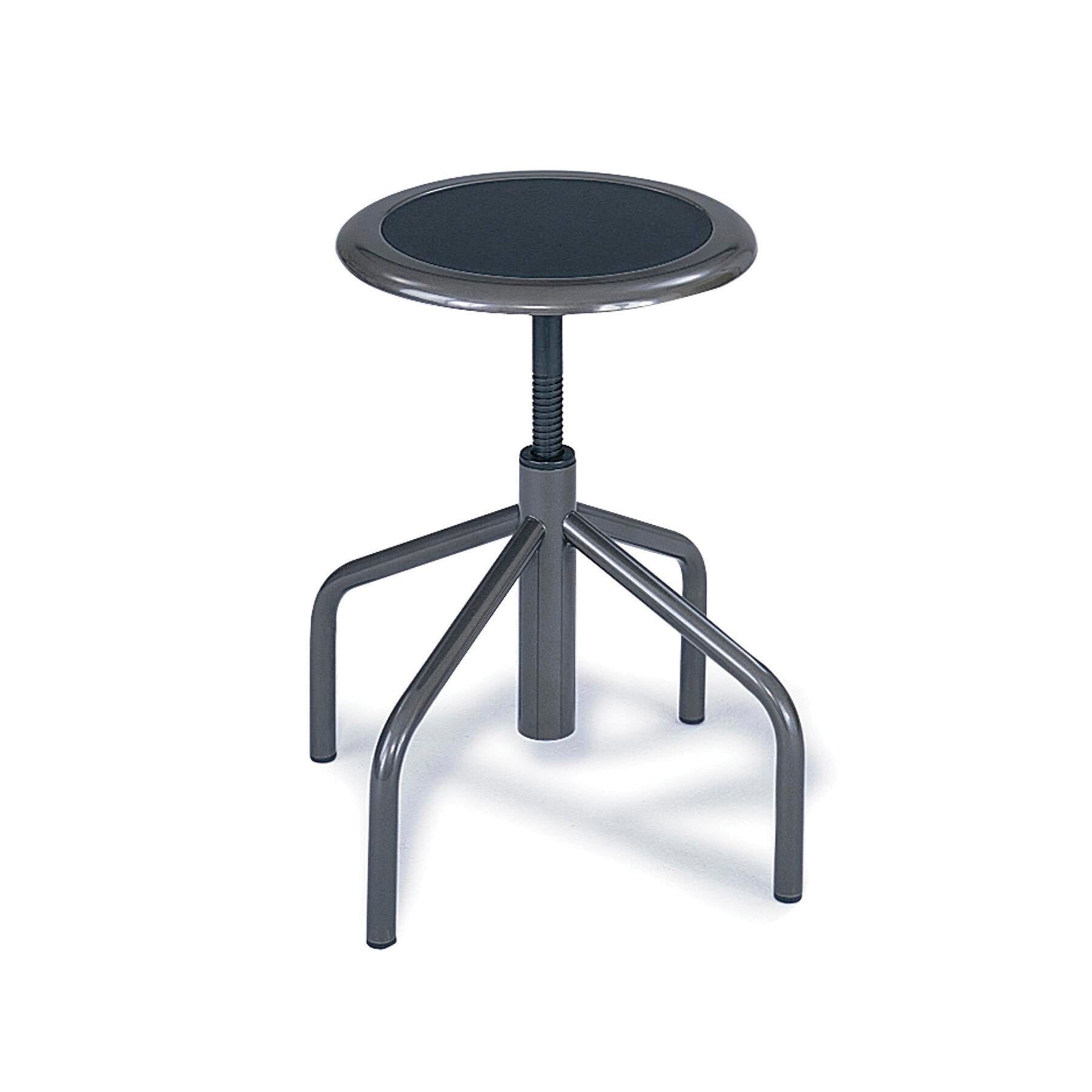 STOOL SAFCO LOW BASE WITHOUT BACK - LEATHER PADDED SEAT - PEWTER FRAME