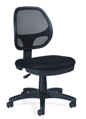 TASK CHAIR - MESH BACK - ARMLESS - 19 W X 20 D X 37 H IN - BLACK