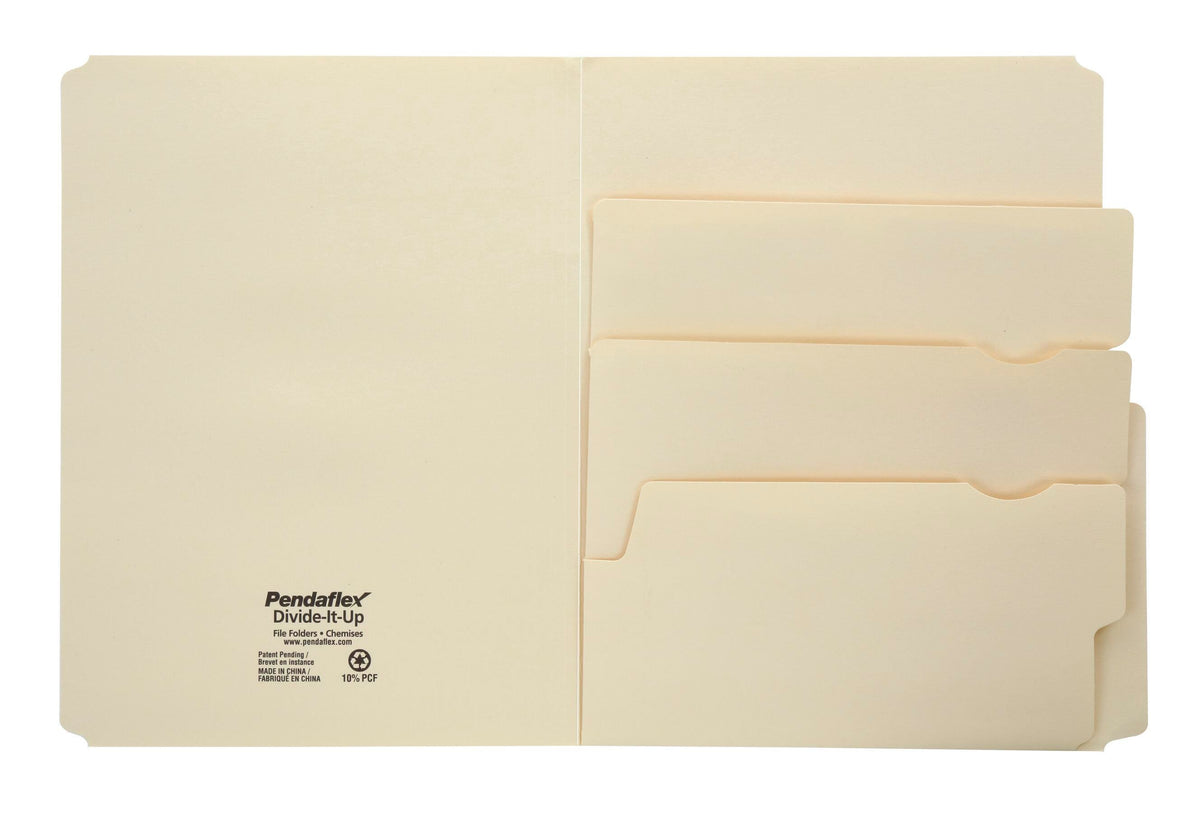 FILE FOLDER DIVIDE IT UP LETTER 2/5 CUT MANILA PK OF 24