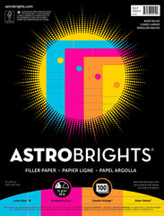 PAPER 4 COLOR WIDE RULED ASTROBRIGHT FILLER PAPER 20LB 8X10.5 PK OF 100