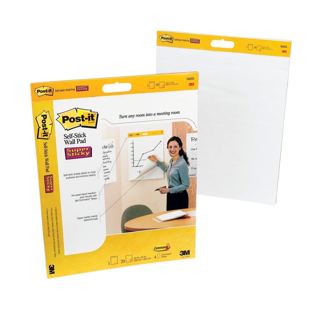 PAPER EASEL POST IT 20X23 UNRULED WHITE 20 SHTS PK OF 2