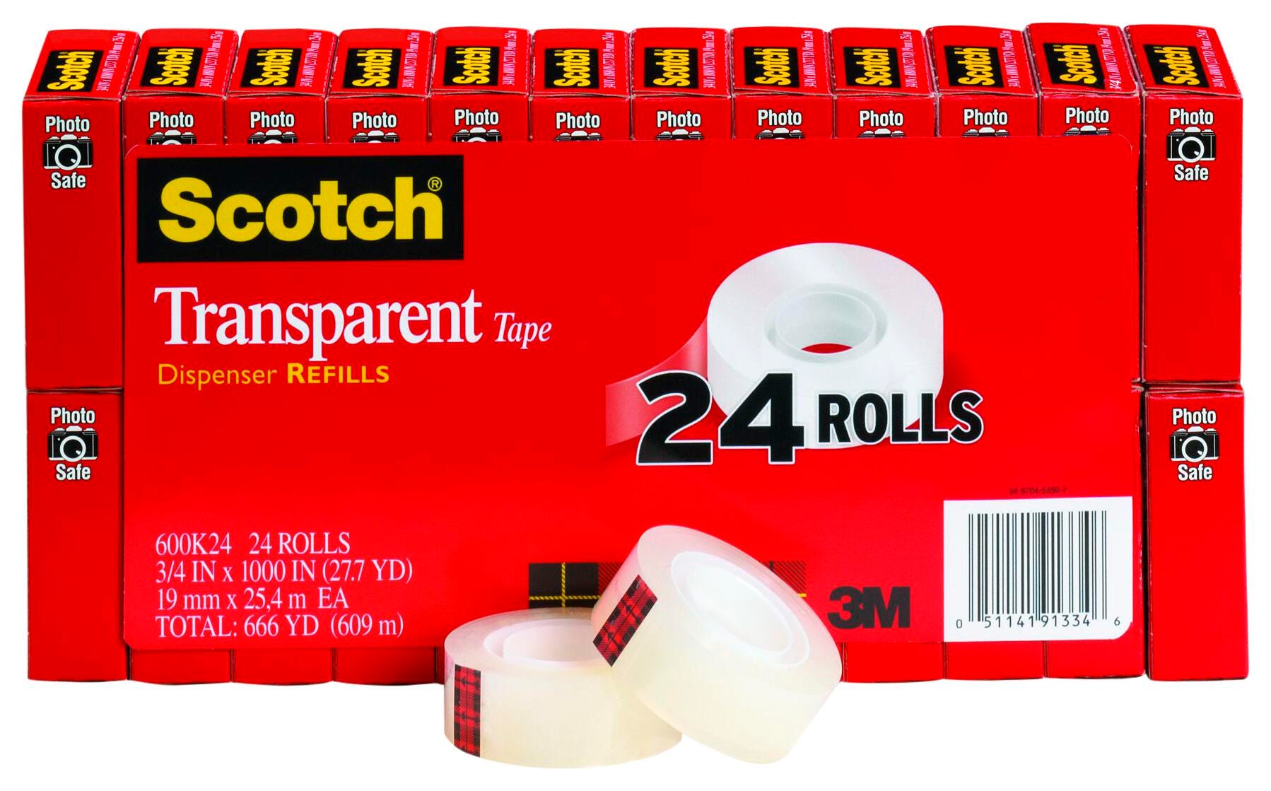 TAPE SCOTCH 600 TRANSPARENT 0.75 IN X 1000 IN PACK OF 24