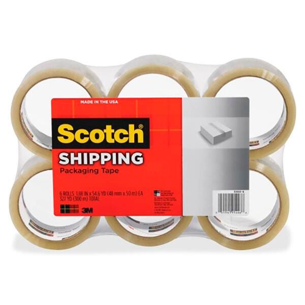 TAPE SCOTCH 3350 LIGHTWEIGHT PACKAGING CLEAR 1.88IN X 54.6YD PK/6