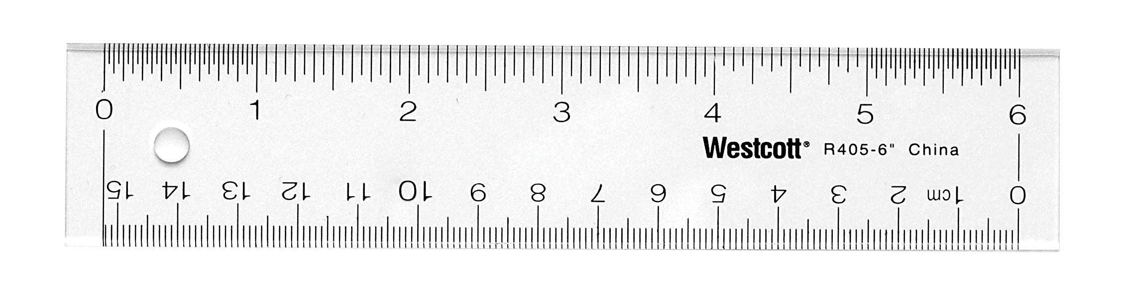 RULER ACRYLIC SEE-THROUGH CLEAR 6 IN EA
