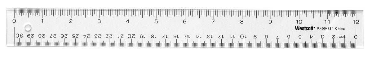 RULER ACRYLIC SEE-THROUGH CLEAR 12 IN PK OF 12
