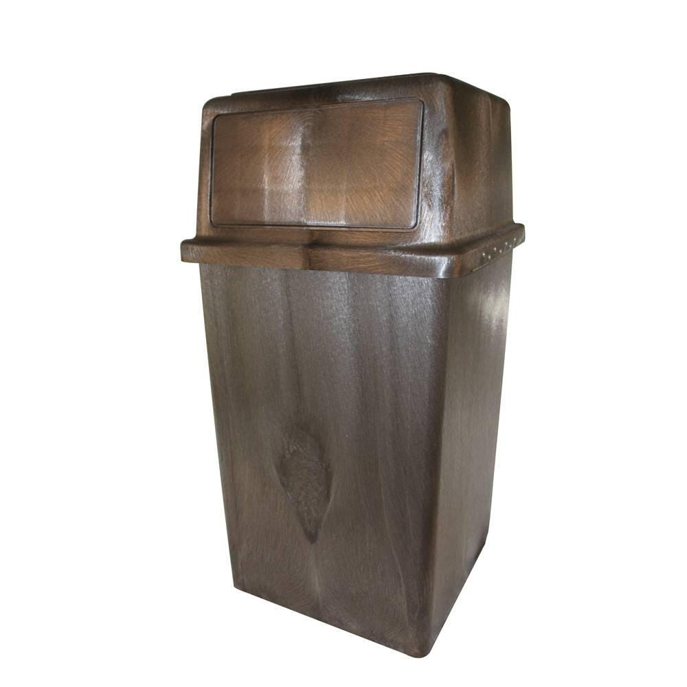 VANGUARD PLASTIC INDOOR/OUTDOOR RECEPTACLE - 45 GAL- BROWN