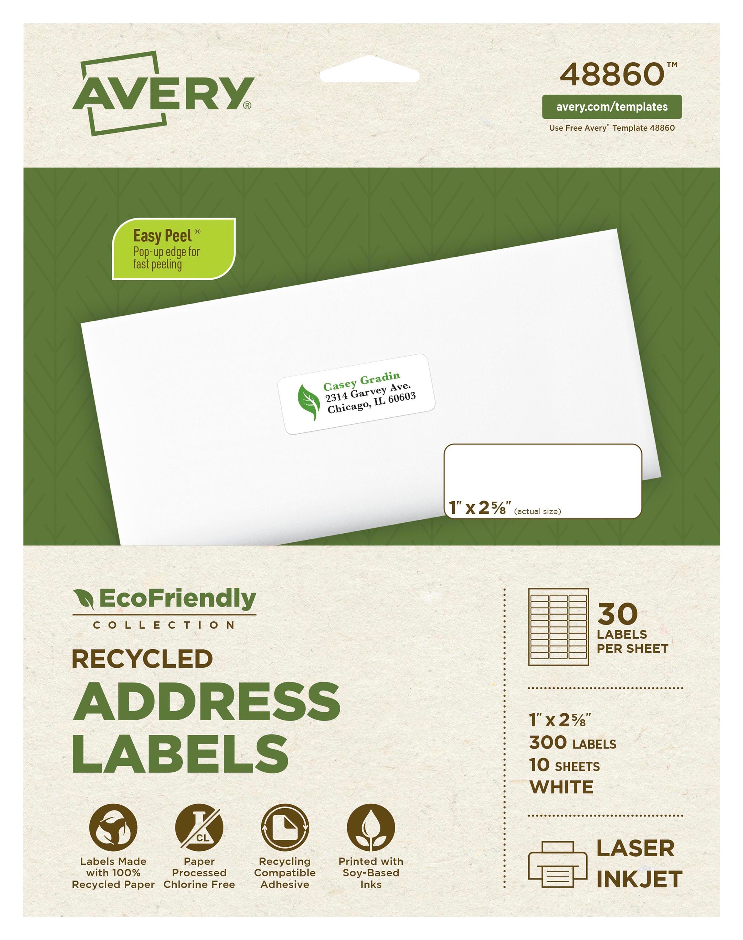 LABEL ECOFRIENDLY ADDRESS 1 X 2-5/8 IN PK OF 300 AVE48860