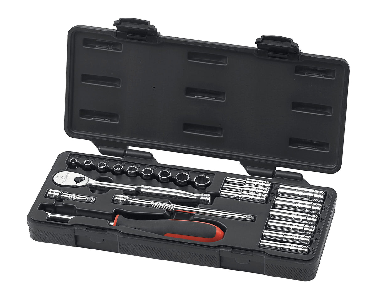 6 PT 1/4IN DR STD+DEEP SOCKET SET 22PC