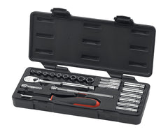 6 PT 1/4IN DR STD+DEEP SOCKET SET 22PC