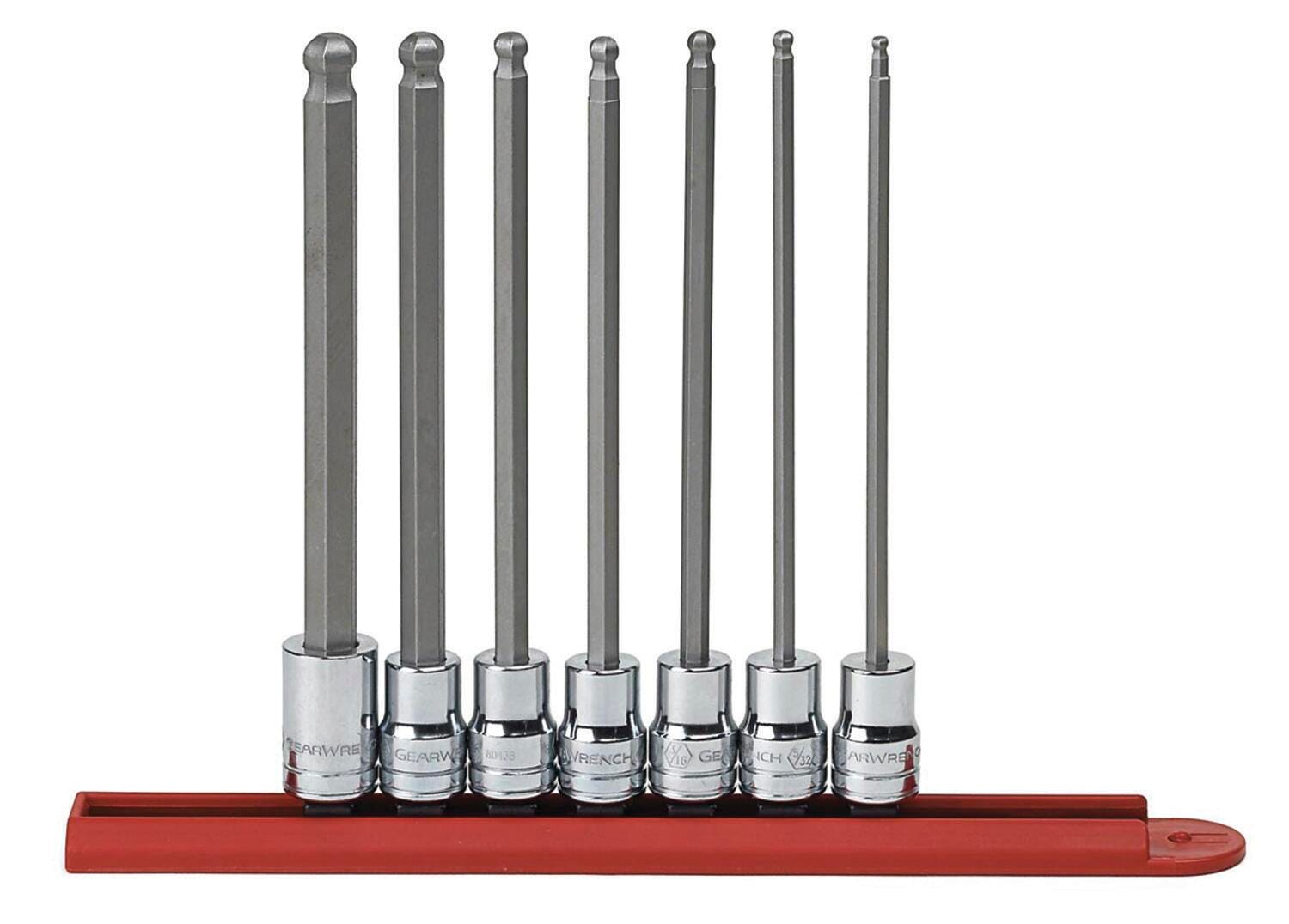 LONG BALL HEX BIT SOCKET SET SAE 7 PC