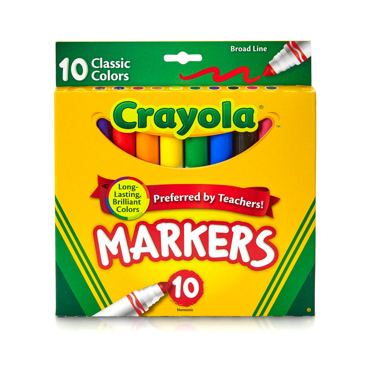 MARKERS CRAYOLA ORIGINAL BROAD LINE ASST COLORS SET OF 10
