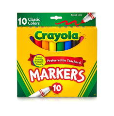 MARKERS CRAYOLA ORIGINAL BROAD LINE ASST COLORS SET OF 10