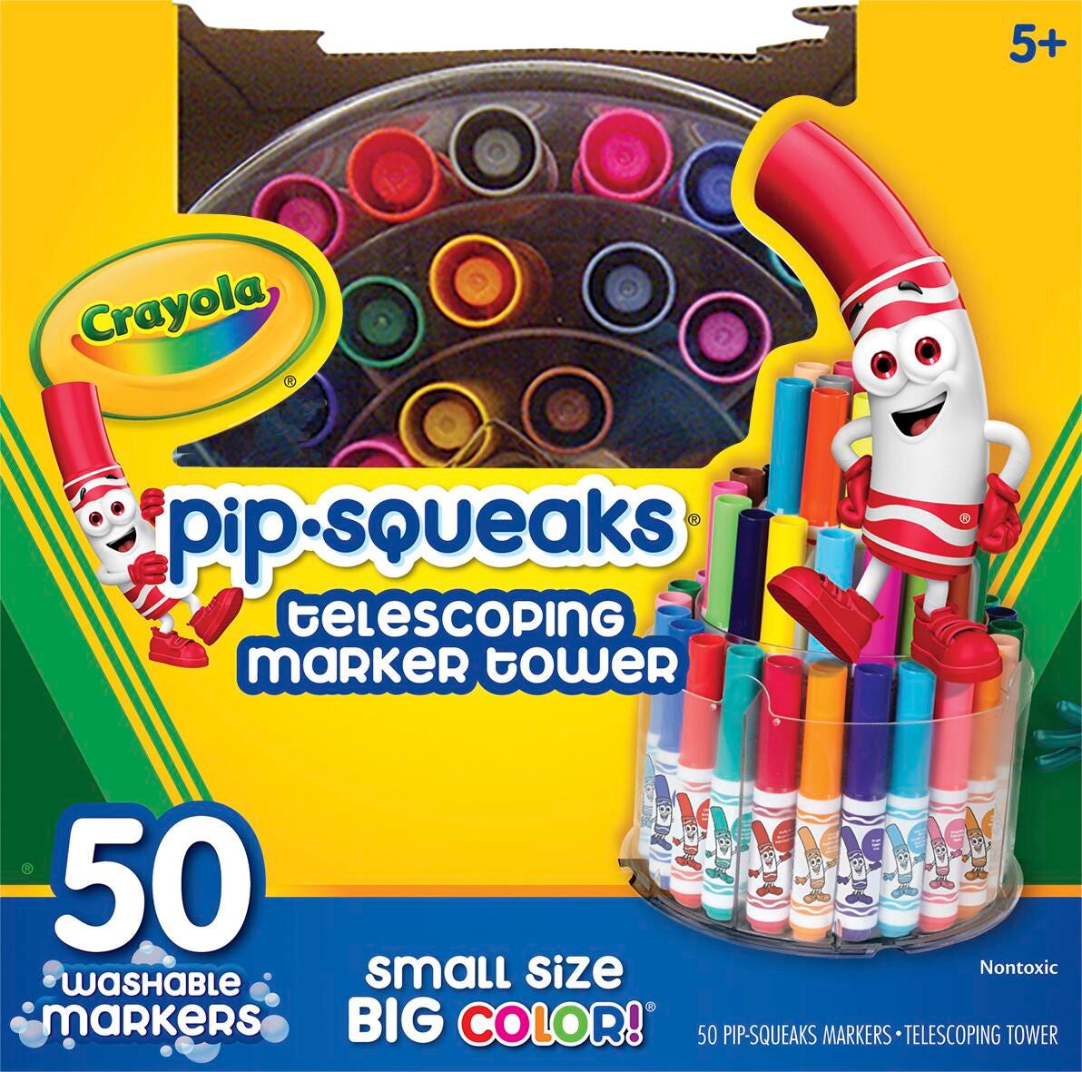 MARKERS WASH CRAYOLA PIP-SQUEAKS TOWER BROAD LINE ASST COLORS SET OF 50