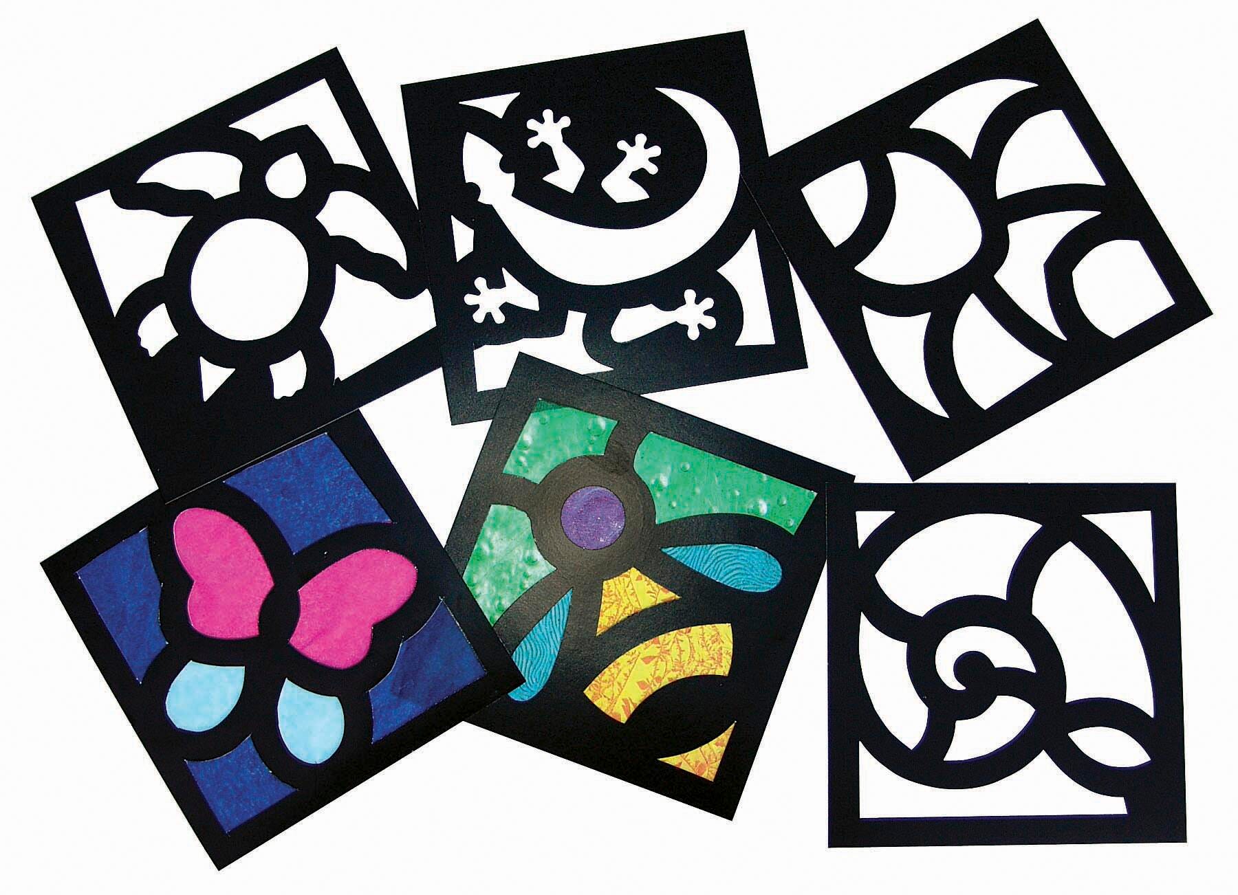 PAPER FRAMES STAINED GLASS SQUARES 6X6 IN PACK OF 24