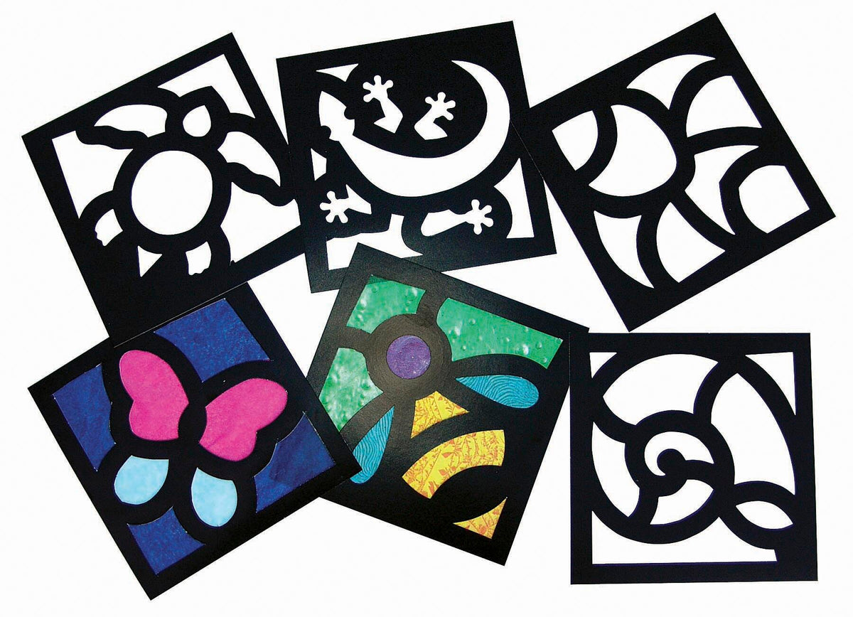 PAPER FRAMES STAINED GLASS SQUARES 6X6 IN PACK OF 24
