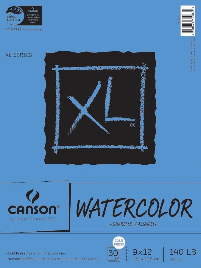 PAPER PAD WATERCOLOR CANSON XL WIRELESS 9X12 IN 140 LB 30 SHTS