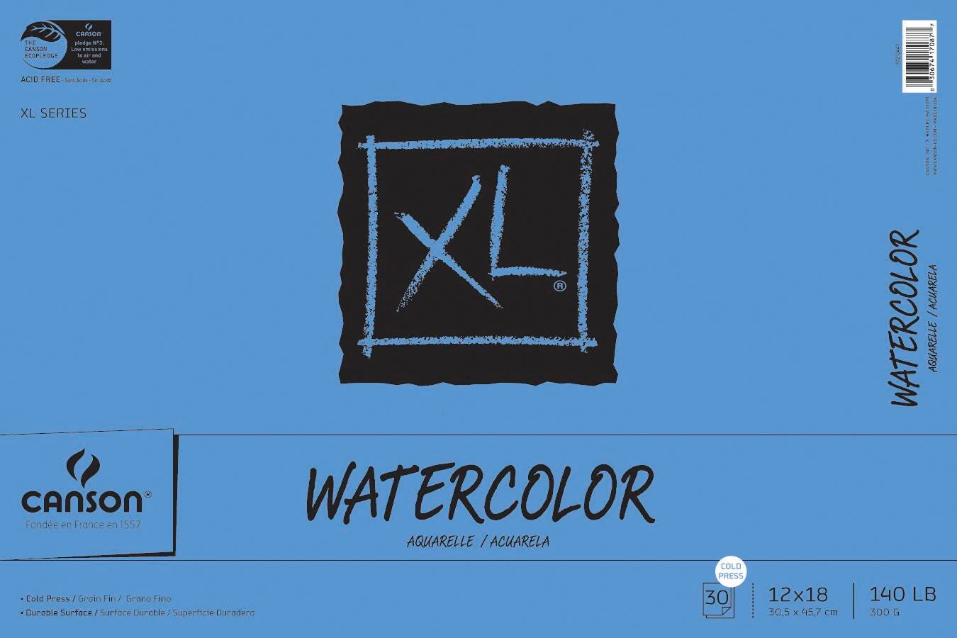 PAPER PAD WATERCOLOR CANSON XL 12X18 IN 140 LB 30 SHTS