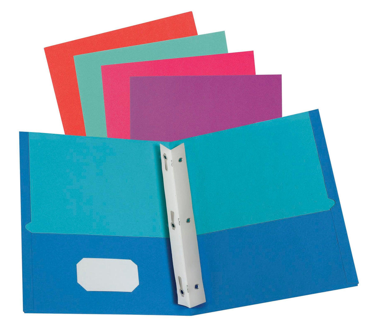 FOLDER 2-POCKET TWISTED W/FASTENERS ASST PACK OF 50