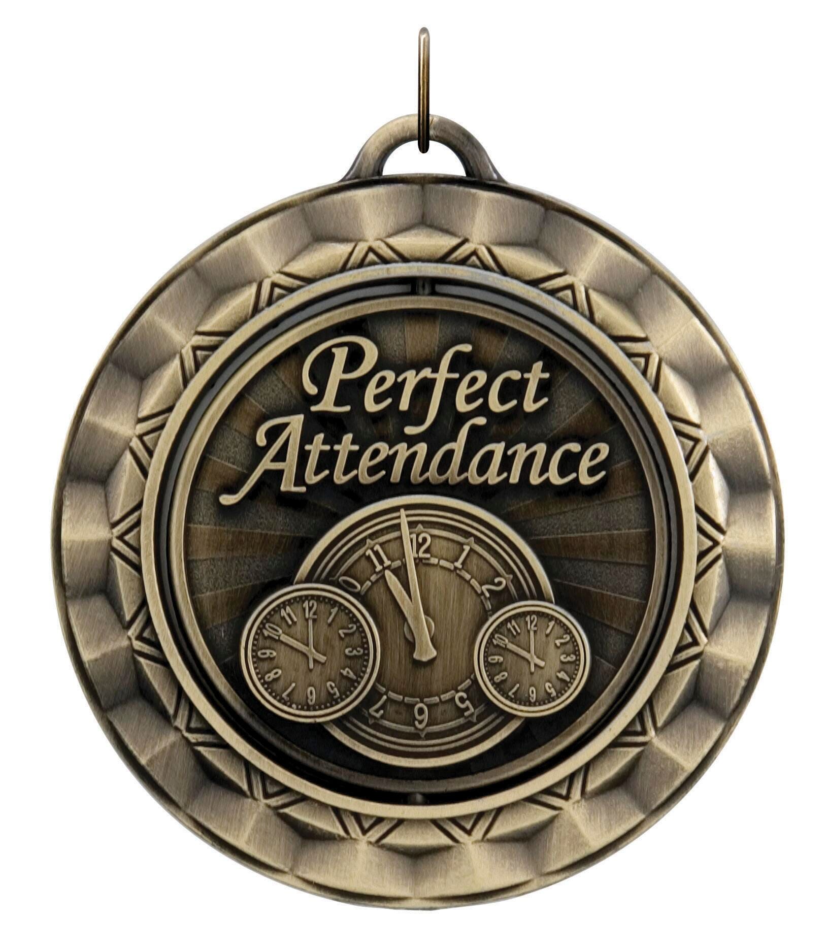 MEDALS.SPINNER.PERFECT ATTENDANCE..GOLD.SP355G