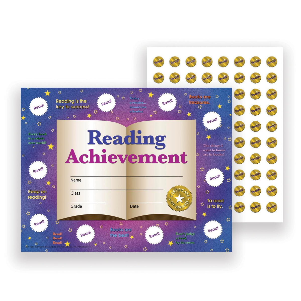 CERTIFICATES READING ACHIEVEMENT STICK-TO-IT