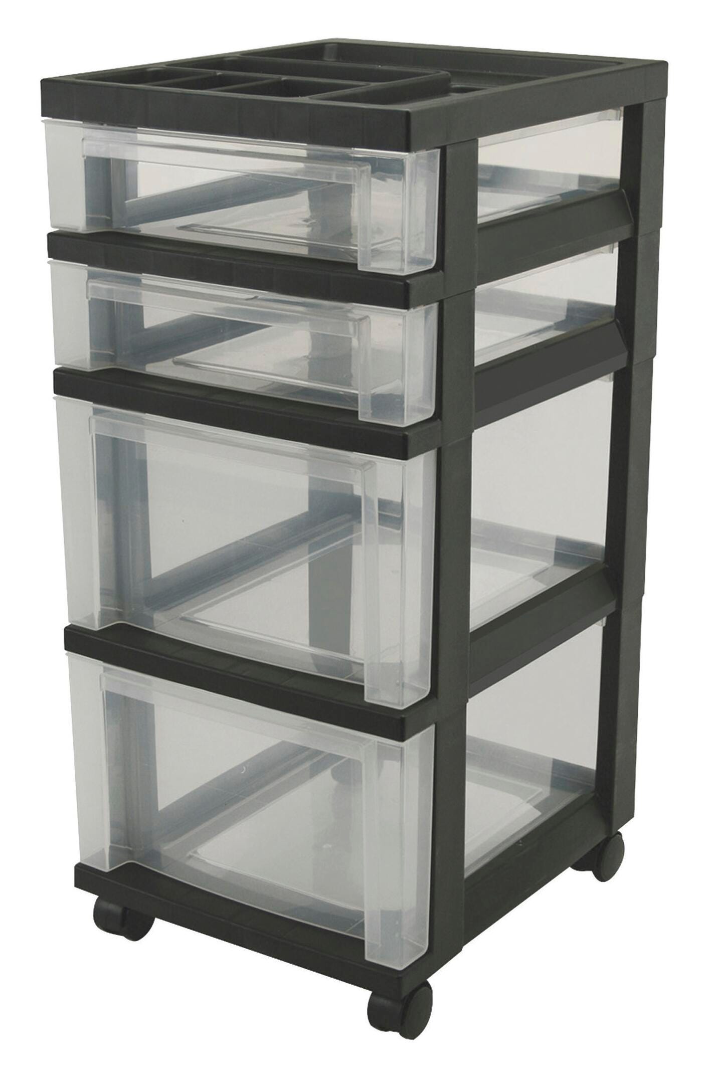 CART MINI-CHEST 4-DRWR 12.06X14.25X26.43 CLR/BLACK IRS116827