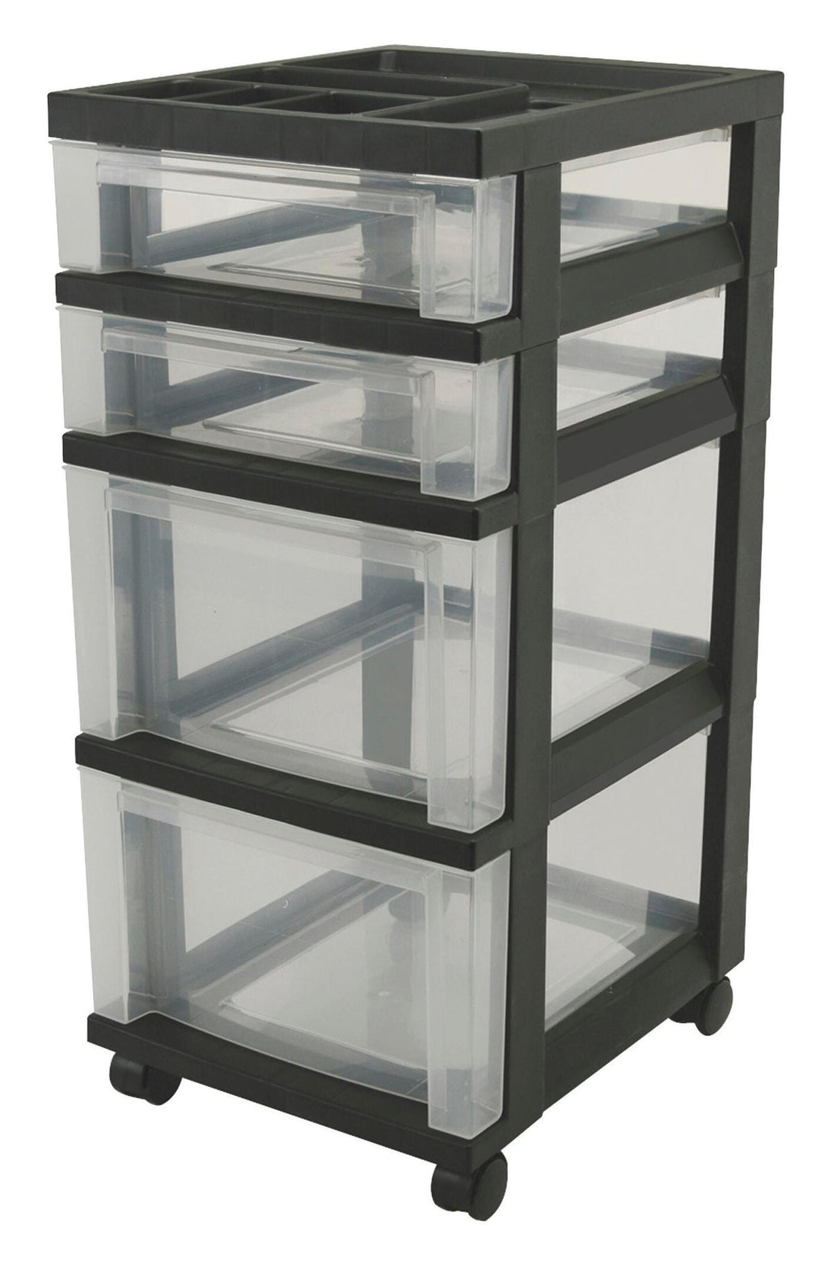 CART MINI-CHEST 4-DRWR 12.06X14.25X26.43 CLR/BLACK IRS116827