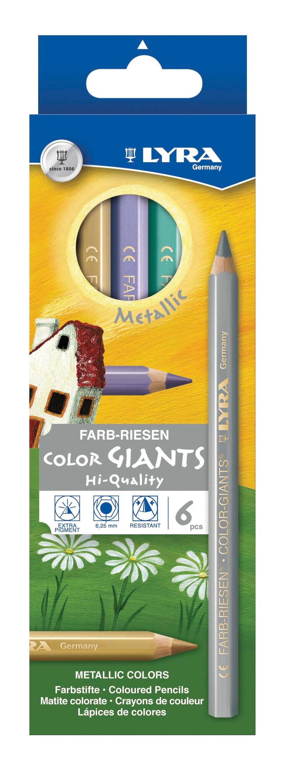 PENCILS COLORED LYRA GIANTS ASST METALLIC SET OF 6