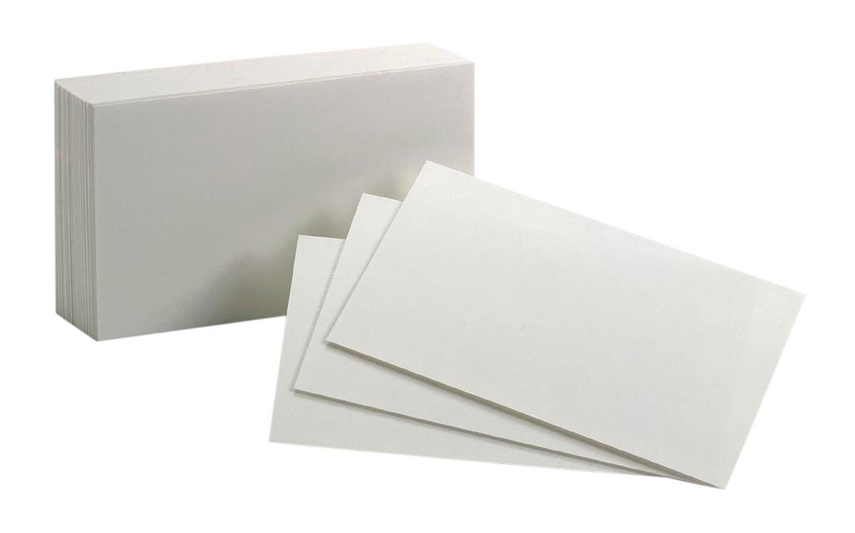 INDEX CARD BLANK 3X5 IN WHITE OXFORD PACK OF 100