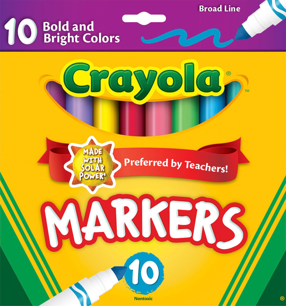 MARKERS CRAYOLA ORIGINAL BROAD LINE ASST BRIGHT AND BOLD SET OF 10