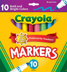 MARKERS CRAYOLA ORIGINAL BROAD LINE ASST BRIGHT AND BOLD SET OF 10