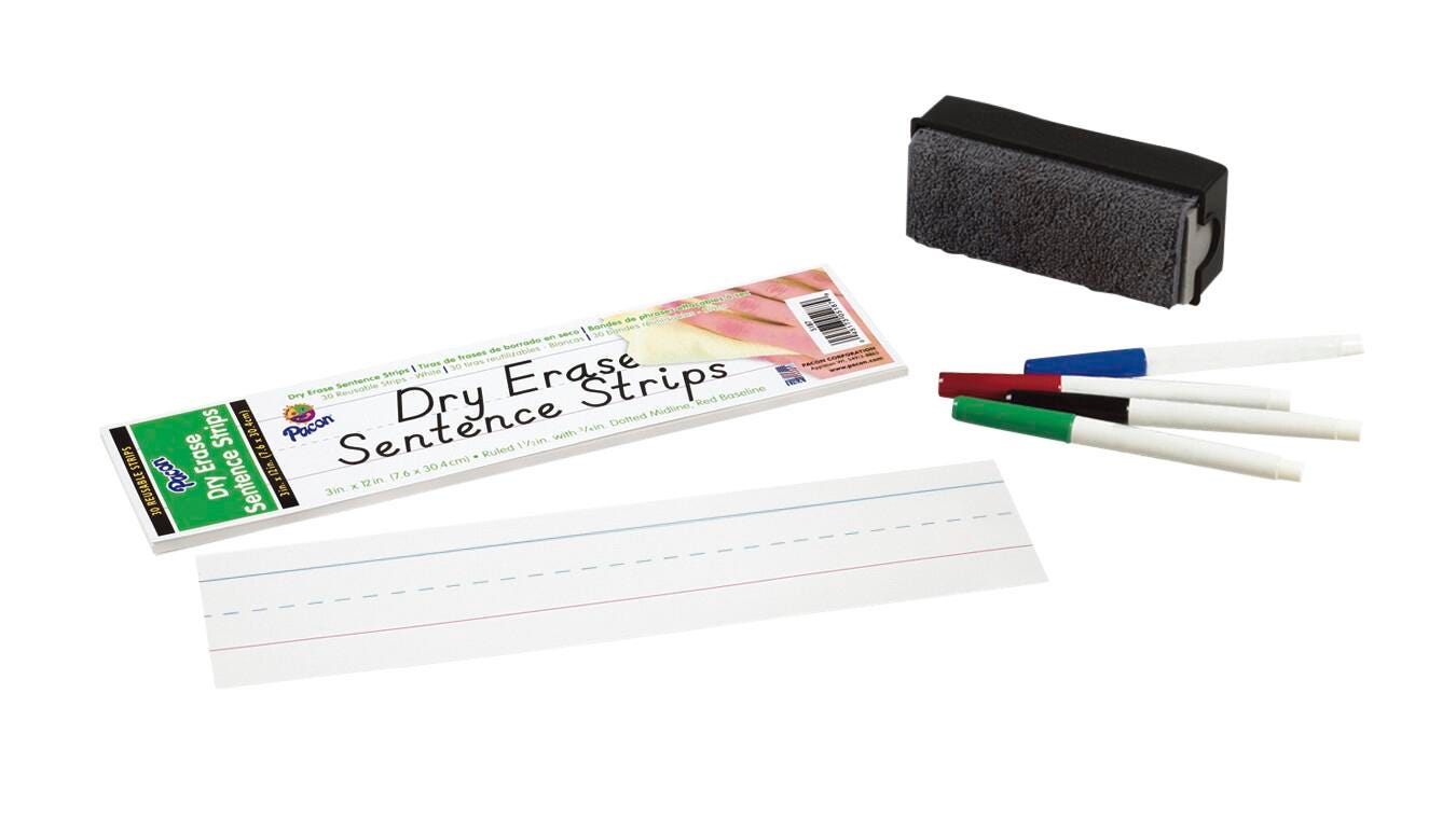 PAPER SENTENCE STRIPS DRY ERASE PACON DRY ERASE 3X12 IN WHITE PK OF 30