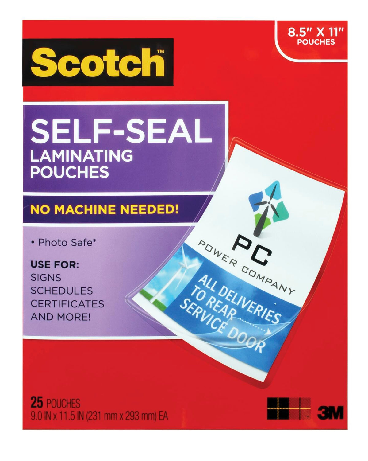 SCOTCH LAMINATING POUCH - 9 X 11-1/2 INCH - 9-1/2MIL - PACK OF 25