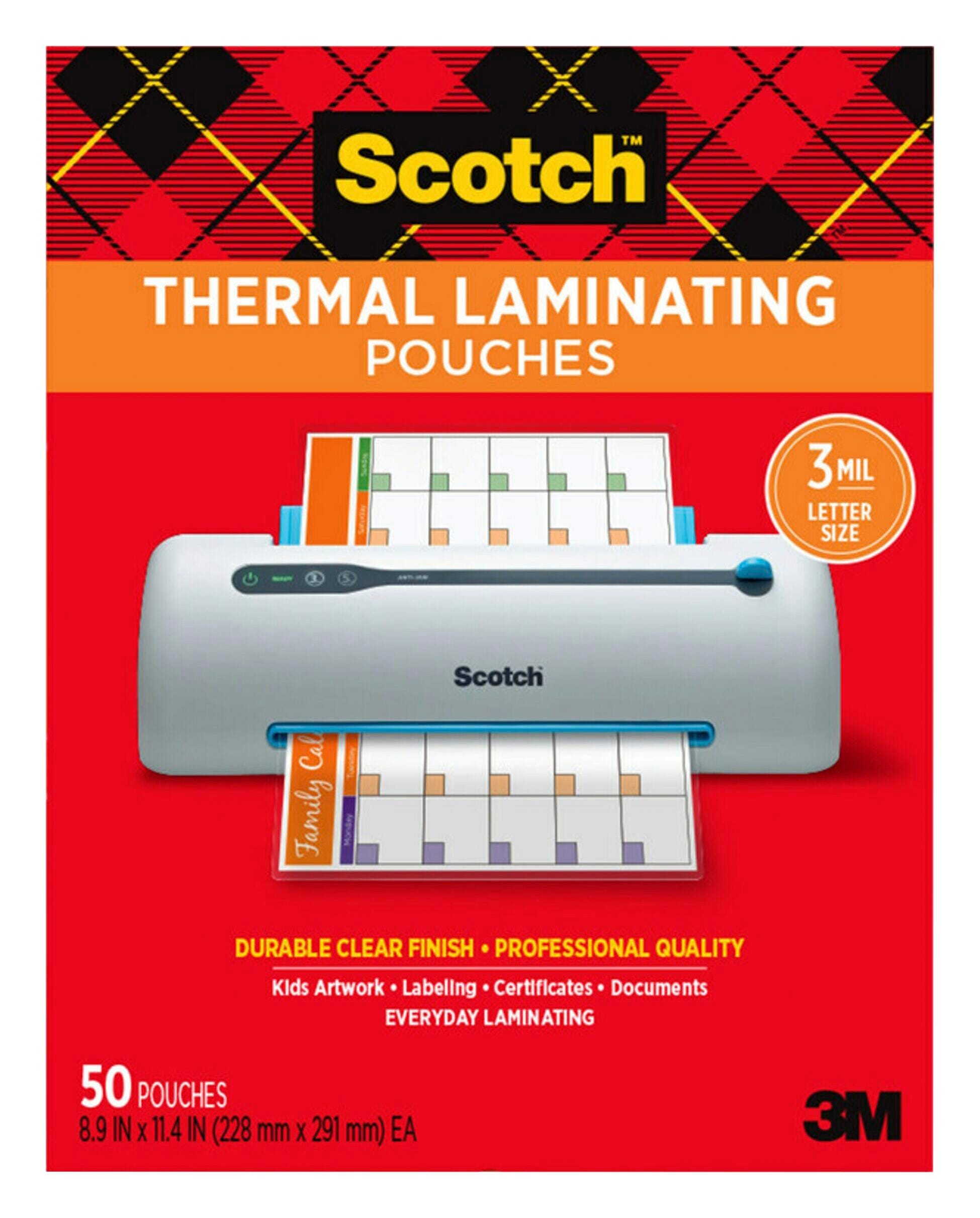 LAMINATING POUCHES SCOTCH - 9 X 11-1/2 INCH - 3MIL - PK OF 50