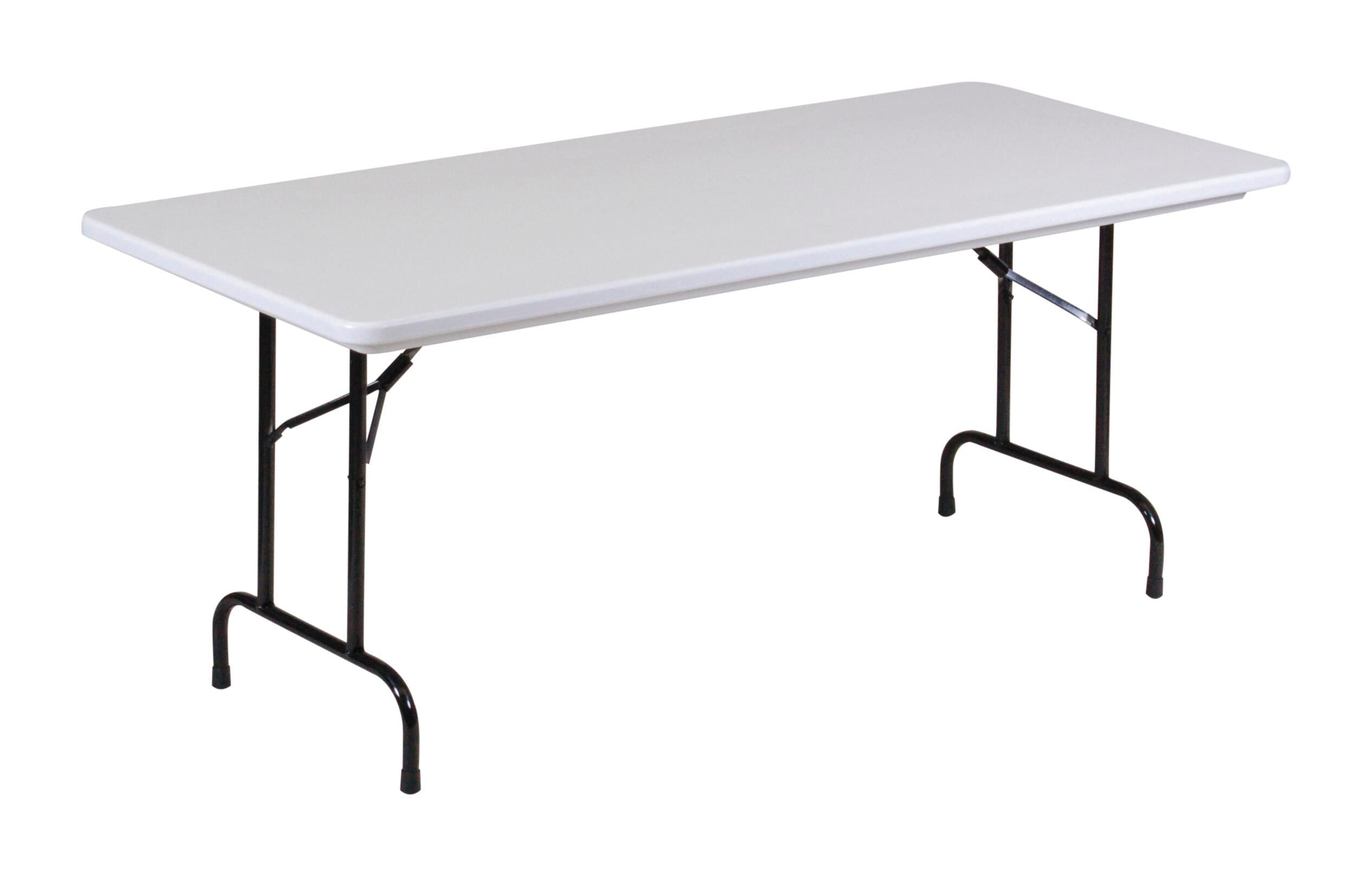 FOLDING TABLE - CORRELL RECTANGLE PLASTIC HEAVY DUTY COMMERCIAL ANTI-MICROBIAL FOLDING TABLE-STANDARD COLORS-FIXED HEIGHT - 72 W X 30 D X 29 H IN - GRAY GRANITE - BLACK FRAME