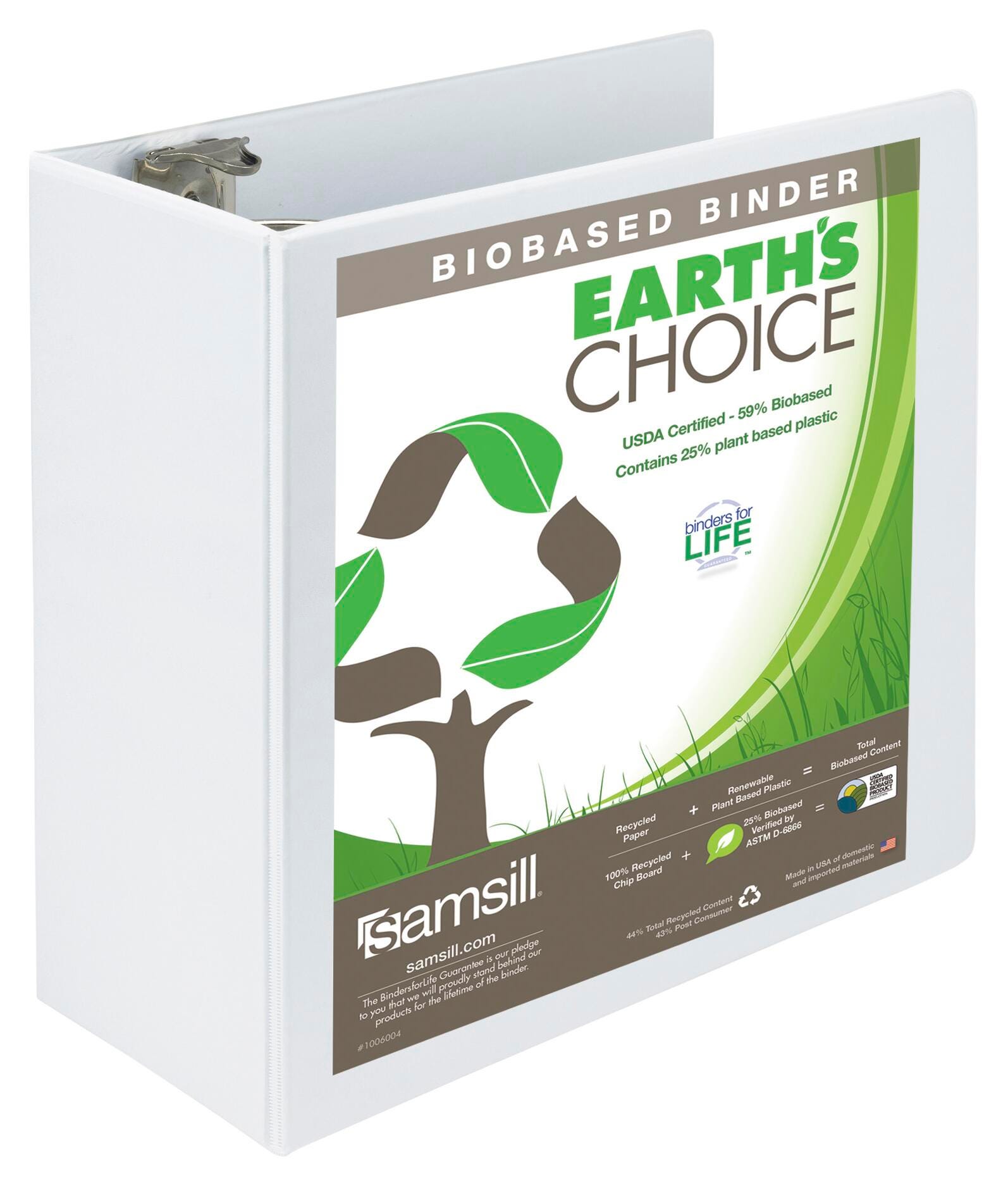 BINDER EARTHS CHOICE BIODEGRADABLE D RING WHITE 5 IN